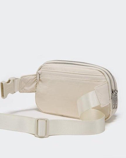 Pander Everywhere Belt Bag for Women, 5 Zipper Pockets Nylon Crossbody Fanny Pack Purse (White Opal)