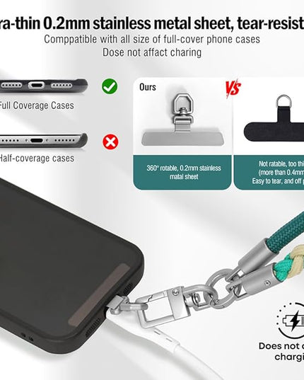 Besnfoto Phone Lanyard Crossbody Phone Strap 3-IN-1 Neck and Wrist strap for Cell Phone 360°Universal Metal Buckles and Tabs