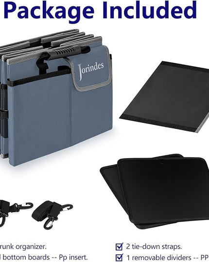Trunk Organizer with Built-in Insulated Leak Proof Cooler Bag,Collapsible Cargo Organizer for SUV with Non Slip Bottom Strips,3 Large Compartments Foldable Waterproof Portable Car Storage Box XL