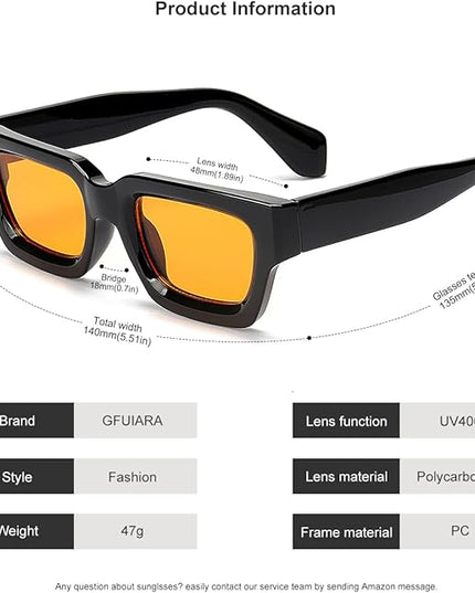Trendy Square Sunglasses for Men Women Fashion Thick Rectangle Sun Glasses UV Protection Shades Designer Style