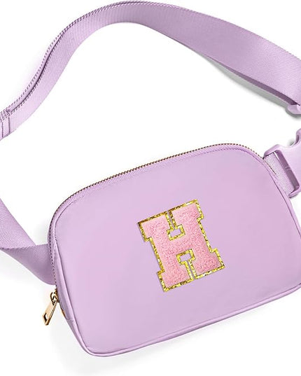 Gitus Initial Belt Bag Fanny Pack Crossbody Bag for Girls Birthday Gifts Age 8-10 Teen Girl Gifts Trend Stuff Personalized Letter Gifts for Daughter Sister (Lavender-H)