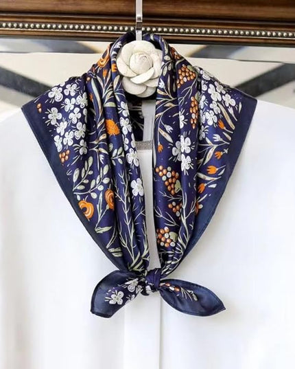 ANDANTINO 100% Real Mulberry Silk Scarf -21'' x 21''- Lightweight Neckerchief –Women Men Small Square Digital Printed Scarves