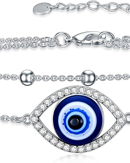 Dorunmo 925 Sterling Silver Infinity Heart Cross Circle Evil Eye Anklet Bracelets for Women Mother's Day Jewelry for Wife Girlfriend Mom Her