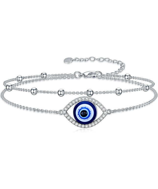 Dorunmo 925 Sterling Silver Infinity Heart Cross Circle Evil Eye Anklet Bracelets for Women Mother's Day Jewelry for Wife Girlfriend Mom Her