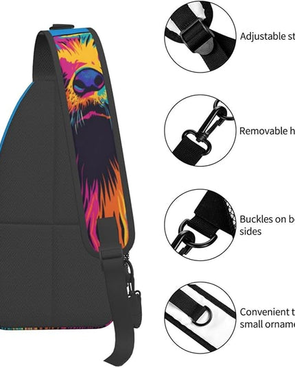 Animal Face Sling Bag Crossbody Bags Chest Bag Backpack for Travel Running and Hiking for Men Women Colorful Otter