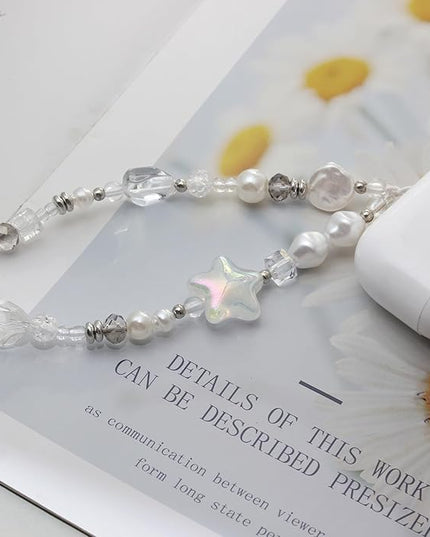 Beaded Camera Wrist Strap, Cute Phone Charms Strap, Pearl Bracelet Wrist Strap, Phone Keychain Decoration for Wallet