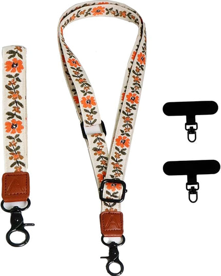 Adjustable Lanyard for Phone, Camera, Name Tags, ID card, Keychain and Wristlet Straps with 2 phone pads(Black)