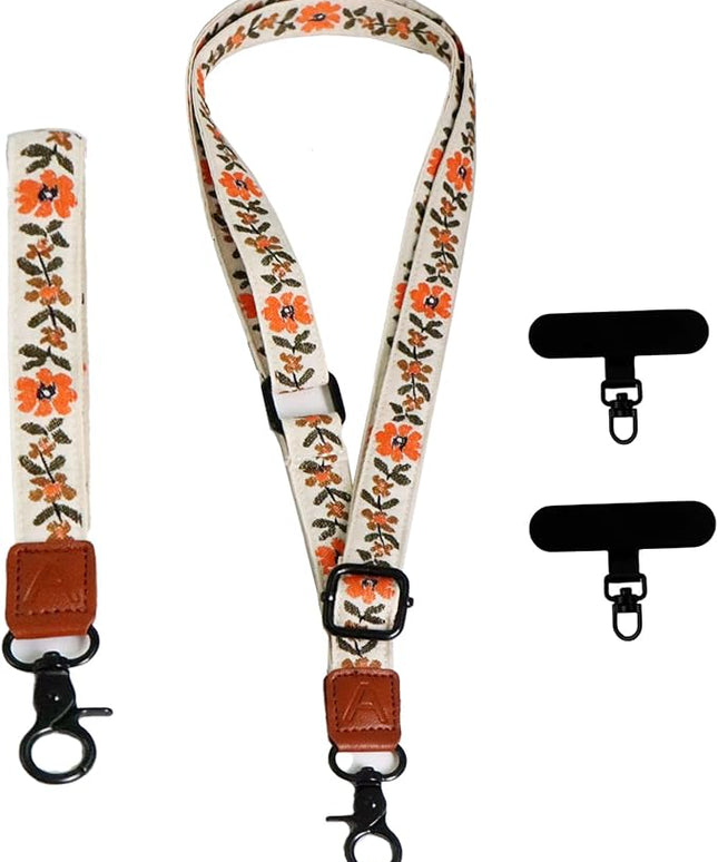 Adjustable Lanyard for Phone, Camera, Name Tags, ID card, Keychain and Wristlet Straps with 2 phone pads(Black)