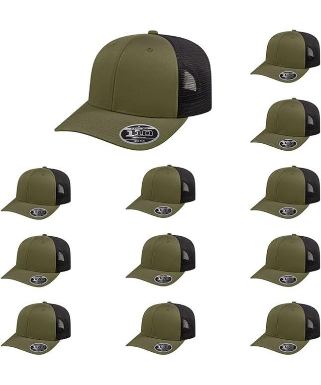 Cap America i8502 Flexfit 110 Premium Mid Profile 6-Panel Mesh Back Trucker Cap Hat w/UV Guard & Adjustable Snapback
