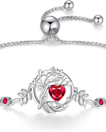 FANCIME Tree of life Birthstone Bracelet for Women Sterling Silver Tree Jewelry Birthstone Charm Bracelet Gemstone Anniversary Birthday Christmas Gifts for Wife Mom Her