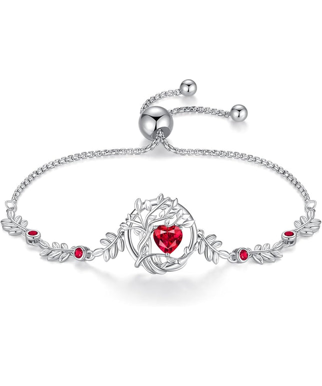 FANCIME Tree of life Birthstone Bracelet for Women Sterling Silver Tree Jewelry Birthstone Charm Bracelet Gemstone Anniversary Birthday Christmas Gifts for Wife Mom Her