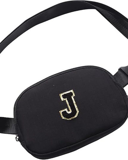 Glratn Initial Letter Belt Bag Crossbody Bags Fanny Pack For Girls，Birthday Gifts for 6 7 8 9 10 11 12 13 14 15 Year Old Girls,Purse for Kids,Cute Teen Trendy Stuff Travel Essentials.（Black-J）