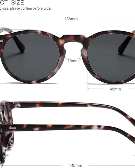 Gleyemor Vintage Polarized Sunglasses for Men Round Sunglasses UV400 Protection Retro Hand-crafted Acetate Frame