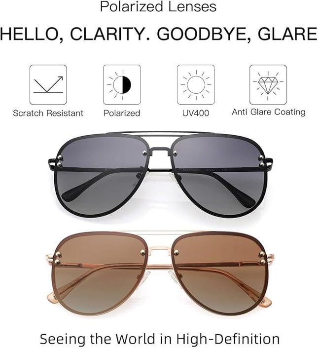 Trendy Oversized Aviator Sunglasses Womens, Retro Cute Big Shades Women's Fashion Sun Glasses UV Protection VF2203