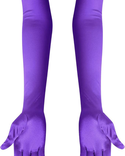 Lansian Long Opera Party Gloves for Women 1920s 20s Satin Gloves Costumes Elbow Length Bridal Evening Dress, 21 inches