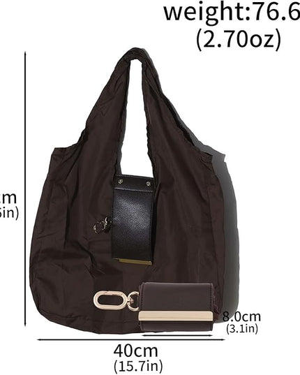 Foldable Tote Bag Keychain - Large Capacity Portable Shopping Bag Keyring - Reusable Groceries Bag for Daily Use
