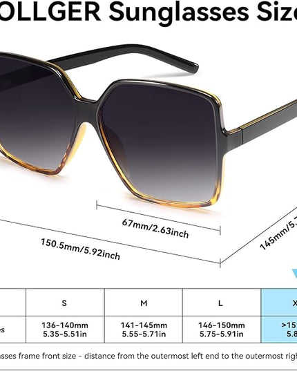 Dollger Oversized Square Sunglasses for Women Big Large Wide Fashion Shades for Men UV Protection Unisex