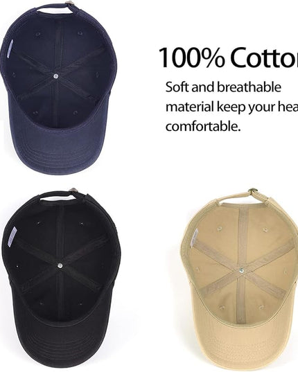 Zylioo XL XXL Oversize Baseball Cap, 100% Cotton Adjustable Dad Hat for Big Heads 23.5"-25.5", Soft Crown Large Size Cap
