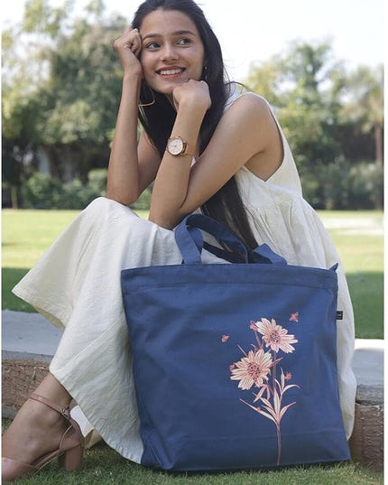 Ecoright Aesthetic Canvas Tote Bag for Women Large Zipper Tote Bags with Pocket, Womens Tote Bag for Yoga, Work, Beach