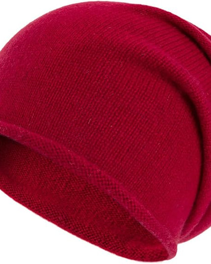 Villand 100% Cashmere Slouchy Beanie Hat for Women, Knitted Ladies Soft Warm Cashmere Skull Beanies Cap