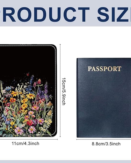 PU Leather Passport Holder Cover 5.9×4.3 Inch with Credit Card Slot and Boarding Pass Slot Combo Blocking Passport Holder Wallet Cover Case for Travel Boarding Essentials (Flower)
