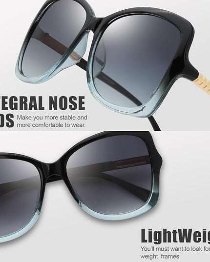 The Fresh Women's Oversized Square Jackie O Cat Eye Hybrid Butterfly Fashion Sunglasses - Exquisite Packaging