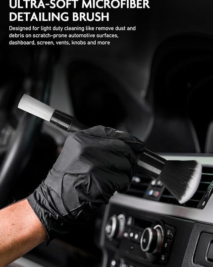 Fantasticlean 9PCS Car Interior Detailing Set, Microfiber Cloth & Applicator, Double-Head Detailing Brushes, Natural Bristles, Scratch-Free, Ultra-Soft for Seats Leather Care or Cleaning