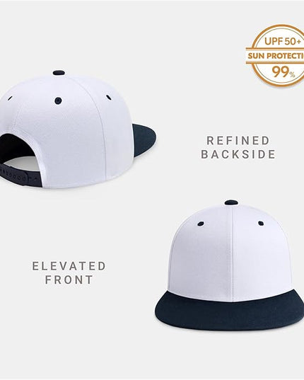 CHOK.LIDS Flat Bill Visor Classic Snapback Hat Blank Adjustable Brim High Top End Trendy Color Style Plain Tone Baseball Cap