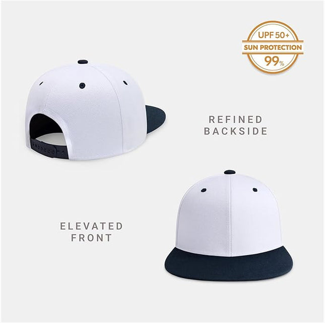 CHOK.LIDS Flat Bill Visor Classic Snapback Hat Blank Adjustable Brim High Top End Trendy Color Style Plain Tone Baseball Cap