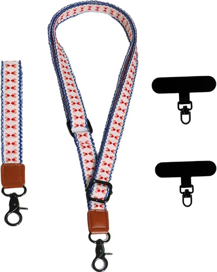 Adjustable Lanyard for Phone, Camera, Name Tags, ID card, Keychain and Wristlet Straps with 2 phone pads(Black)