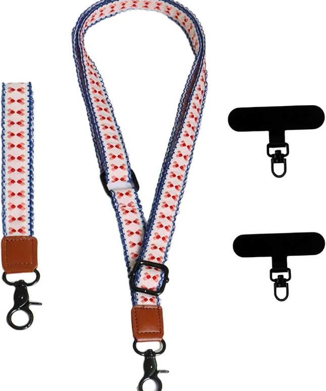 Adjustable Lanyard for Phone, Camera, Name Tags, ID card, Keychain and Wristlet Straps with 2 phone pads(Black)
