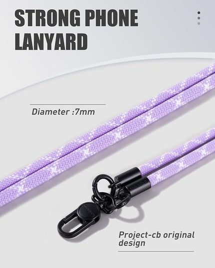 project-cb Phone Lanyard×1,Phone Tether Tab×2, Crossbody Cell Phone Lanyard,Rope Lanyard,Universal Adjustable Phone Strap(Purple)