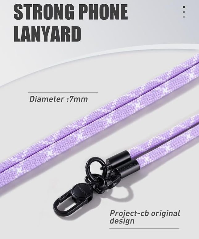 project-cb Phone Lanyard×1,Phone Tether Tab×2, Crossbody Cell Phone Lanyard,Rope Lanyard,Universal Adjustable Phone Strap(Purple)