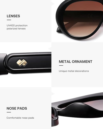 SOJOS Trendy Oversized Polarized Aviator Sunglasses Womens Men Retro Vintage 70s Style UV Protection Sun Glasses SJ2390