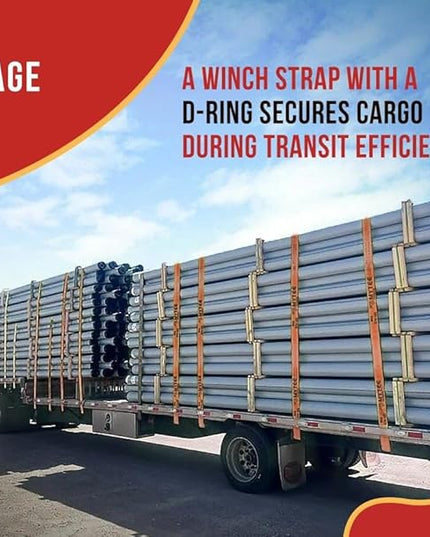 Mytee Products 10 Pack Winch Straps 4" x 30' Red Heavy Duty Tie Down w/Delta Ring WLL# 5400 lbs | 4 Inch Cargo Control for Flatbed Truck Utility Trailer