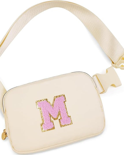 Uygafly Belt Bag Fanny Pack Crossbody Bags with Initials Letter Patch Cute Stuff Birthday Gifts for Teenager Girls Trendy Stuff for Teens | Khaki,M