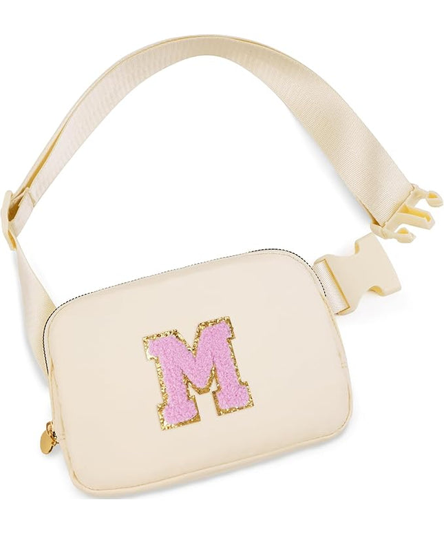 Uygafly Belt Bag Fanny Pack Crossbody Bags with Initials Letter Patch Cute Stuff Birthday Gifts for Teenager Girls Trendy Stuff for Teens | Khaki,M