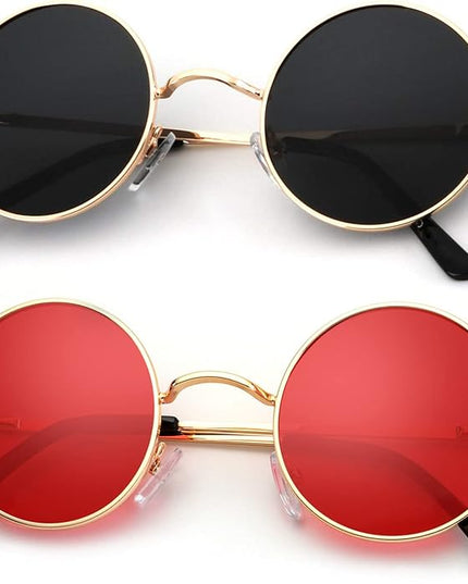 KALIYADI Round Polarized Sunglasses for Men Women Retro Metal Hippie Circle Style Sun Glasses UV Protection