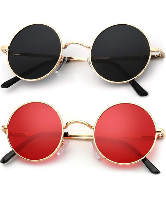 KALIYADI Round Polarized Sunglasses for Men Women Retro Metal Hippie Circle Style Sun Glasses UV Protection