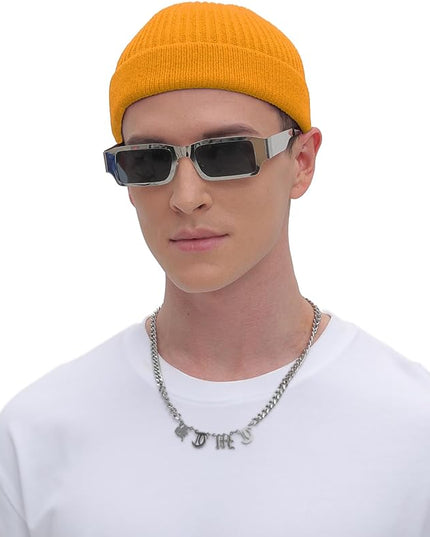 ROYBENS Thin Swag Wool Short Fisherman Beanie for Men Women, Knit Cuff Trawler Beanie Watch Hat, Soft Spring Fall Skull Cap