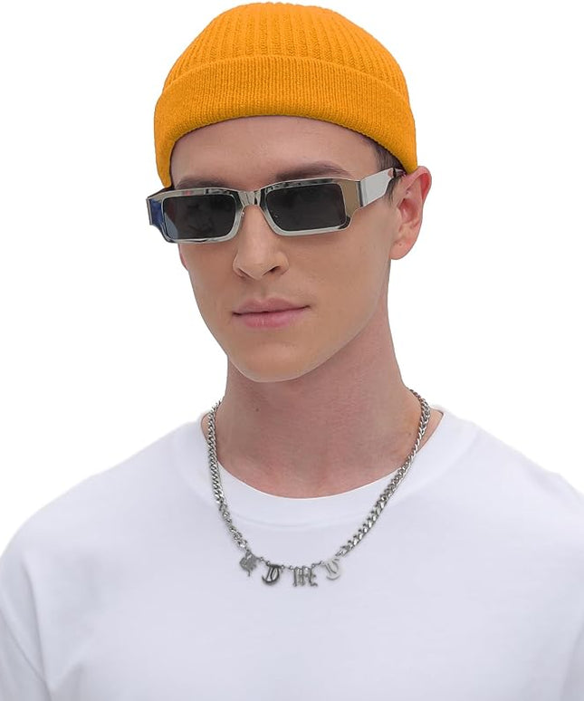 ROYBENS Thin Swag Wool Short Fisherman Beanie for Men Women, Knit Cuff Trawler Beanie Watch Hat, Soft Spring Fall Skull Cap