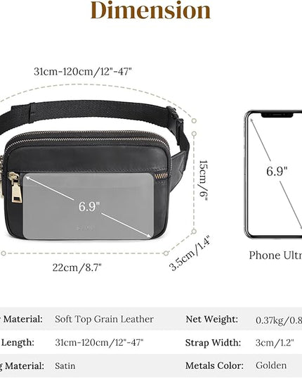 S-ZONE Fanny Packs for Women Genuine Leather RFID Blocking Crossbody Bags Purses Sling Waist Chest Bag Gifts Travel Running Adjustable Strap Men