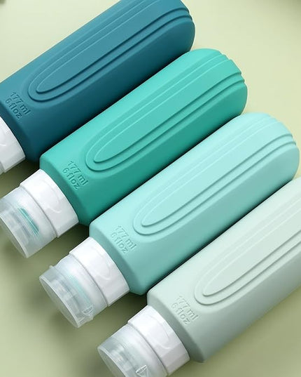 Travel Bottles for Toiletries, Large 6oz Oversize Containers, BPA Free Leak Proof Tubs Refillable Liquid Traveler Accessories with Toiletry Bag for Cometic Shampoo and Lotion Soap (4 Pack)