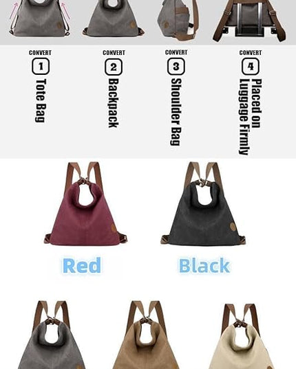 Multi Ways Convertible Canvas Shoulder Bag Tote Purse Backpack Crossbody Bags for Women Trendy Vintage Small Travel