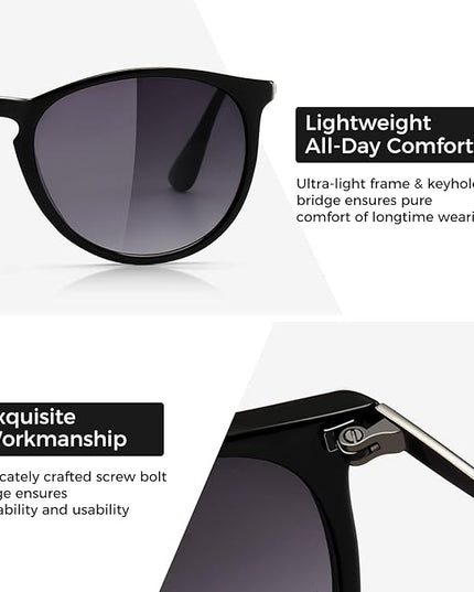 SUNGAIT Premium Vintage Round Sunglasses for Women Men Classic Retro Trendy Style