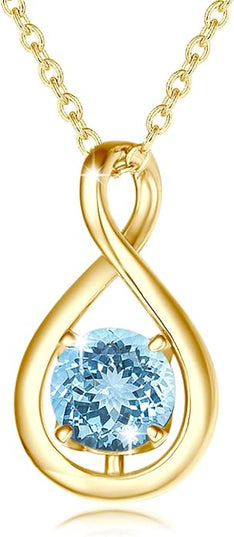 FANCIME Birthstone Necklaces for Women Fine Jewelry Sterling Silver Dainty Infinity Pendant Anniversary Birthday Christmas Gifts for Her Wife Mom Lady Daughter, Chain 16"+2" Extend