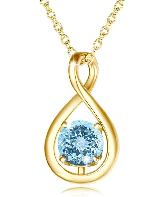 FANCIME Birthstone Necklaces for Women Fine Jewelry Sterling Silver Dainty Infinity Pendant Anniversary Birthday Christmas Gifts for Her Wife Mom Lady Daughter, Chain 16"+2" Extend
