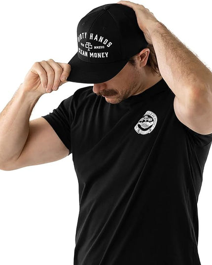 TROLL CO. CLOTHING Dirty Hands Clean Money Meshback Hat - Black, Adjustable Snapback, Curved Brim, One Size Fits Most