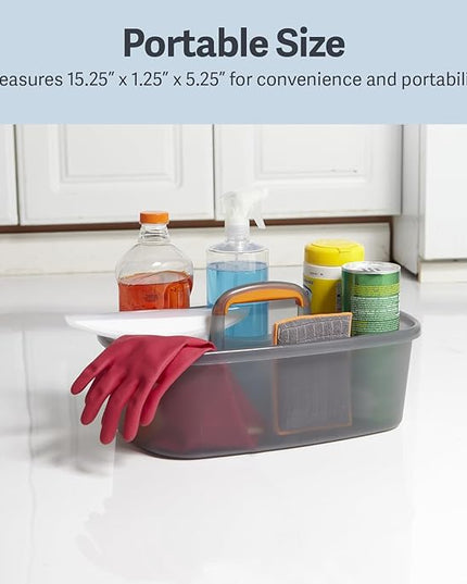 Casabella Plastic Bucket, Gray and Orange, 1.85 Gallon | Storage Caddy | With Handle | Pack of 6