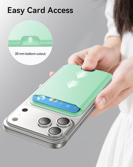 TWZKG for MagSafe Wallet, 3 Card Holder, Slim Magnetic Phone Wallet for iPhone 17/16/15/14/13/12 Pro Max Plus Air Series,RFID Blocking Vegan Leather,Light Green